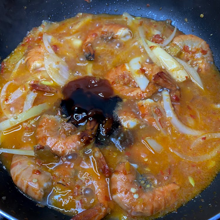 Langkah 5 Resep Udang Saus Padang