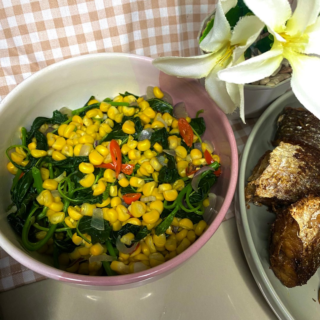 Resep Kesukaan Anak, Tumis Bayam Campur Jagung